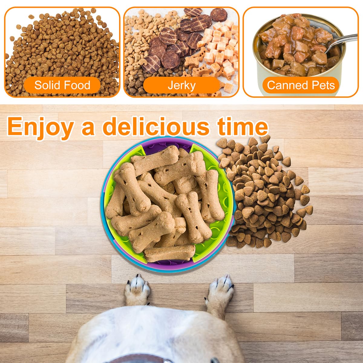 Pet Slow Food Bowl Anti Choking Cat Bowl,3in1 Interactive Dog Feeder Puzzle, Lick Mat & Slow Feeder BowlMental Stimulation Toy For Medium & Large Dogs