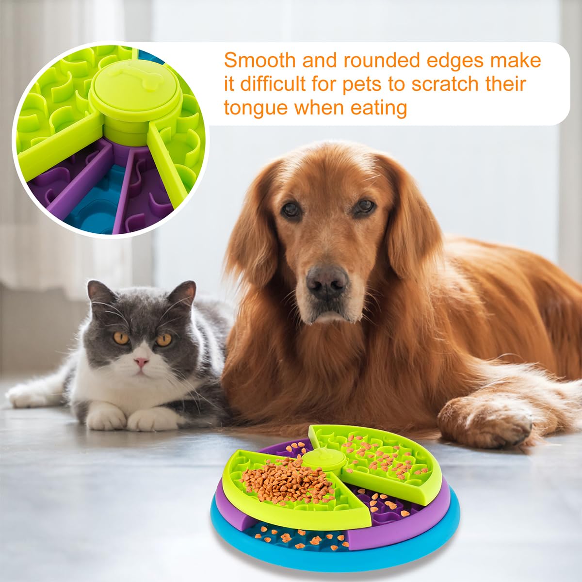 Pet Slow Food Bowl Anti Choking Cat Bowl,3in1 Interactive Dog Feeder Puzzle, Lick Mat & Slow Feeder BowlMental Stimulation Toy For Medium & Large Dogs