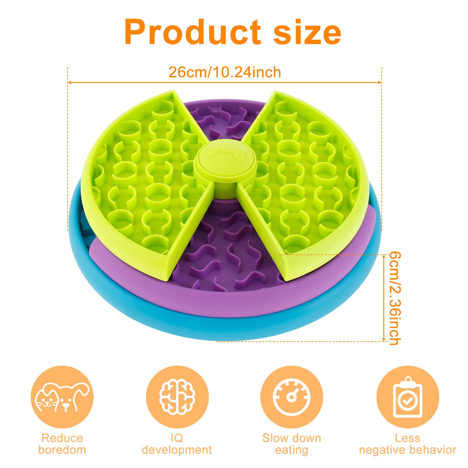 Pet Slow Food Bowl Anti Choking Cat Bowl,3in1 Interactive Dog Feeder Puzzle, Lick Mat & Slow Feeder BowlMental Stimulation Toy For Medium & Large Dogs